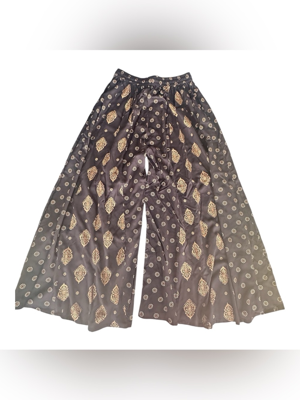 Soch Black Rayon Printed wide leg pants